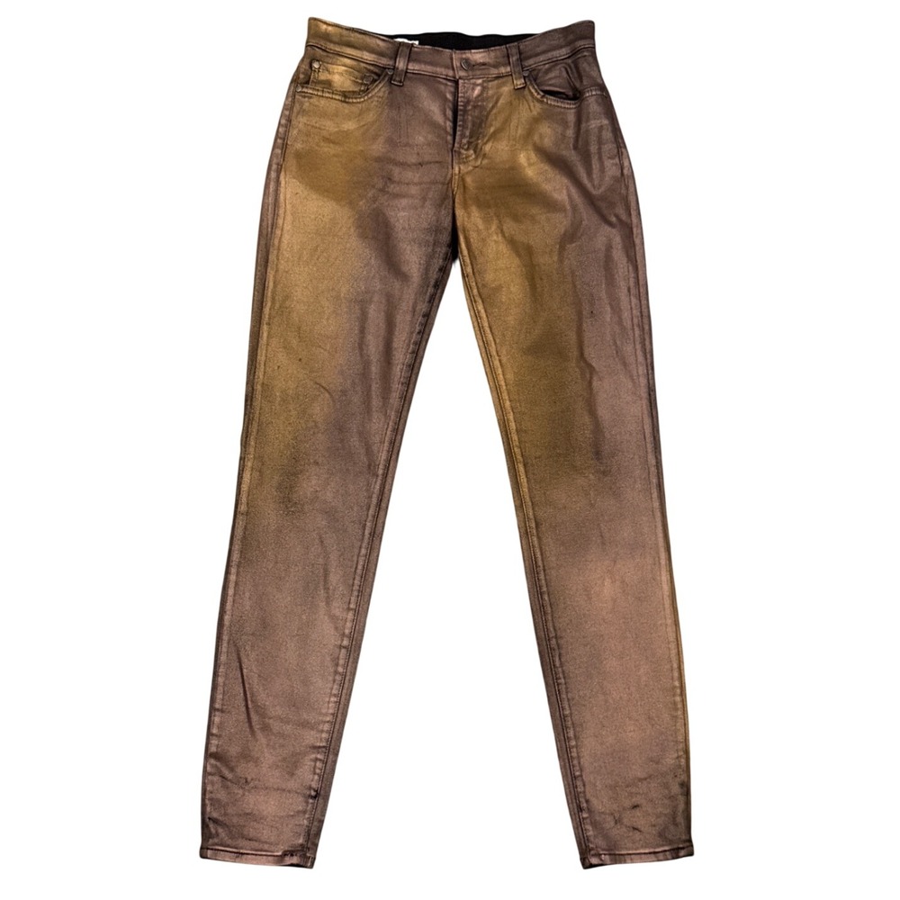 Red Engine Scorcher Metallic Bronze Coated Skinny Jeans Sz 29 Mid Rise Slim Fit
